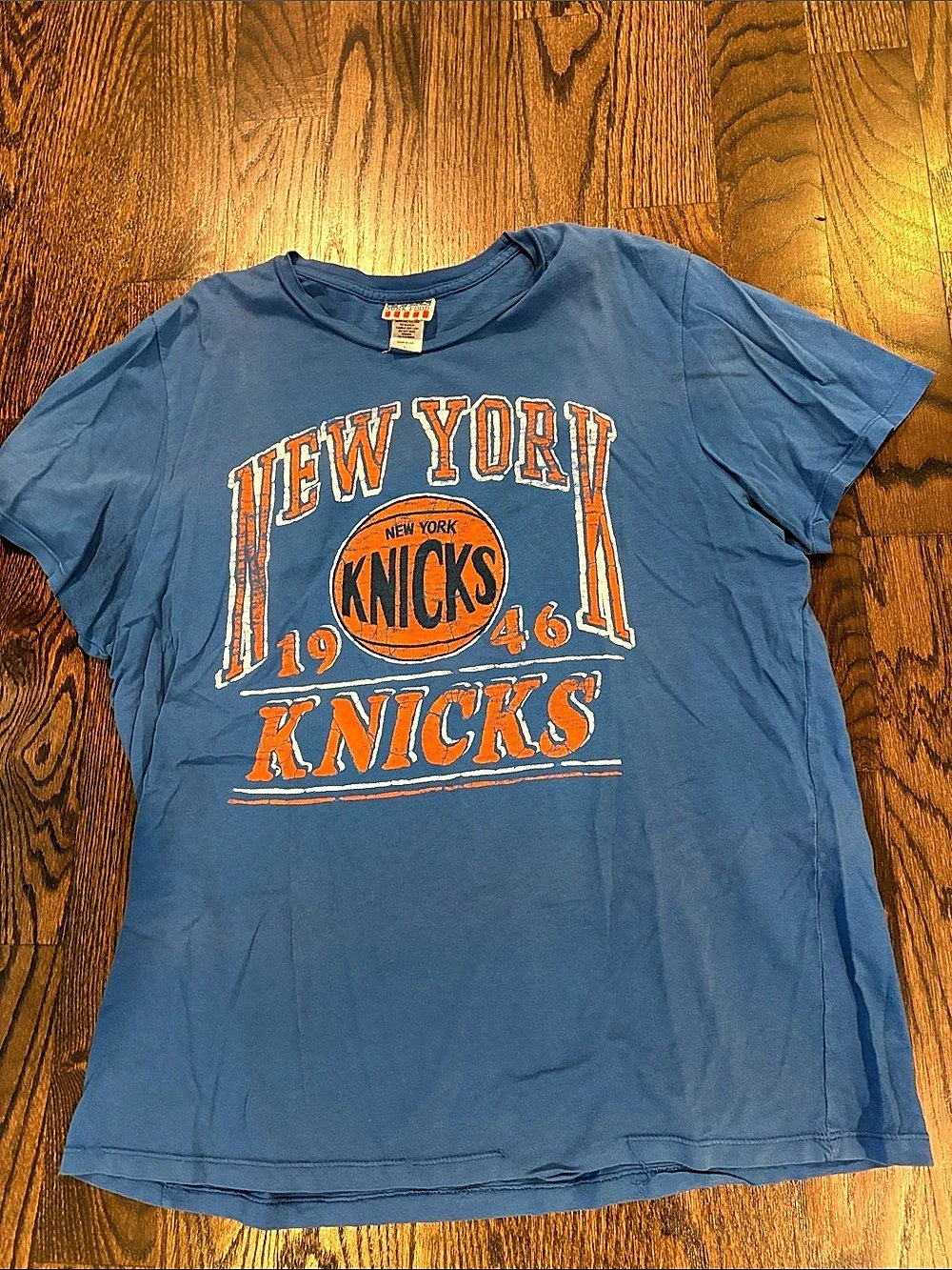 Junk Food New York Knicks 1946 Graphic T-Shirt Graphic Tee Blue & Orange Large